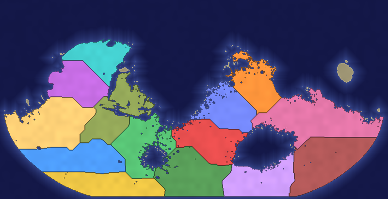 The Mars with Water map in pixelwar, showing the northern ocean and the Hellas and Argyre inland seas