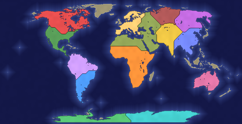 The World map in pixelwar — Earth in Robinson projection, with players spread across the continents